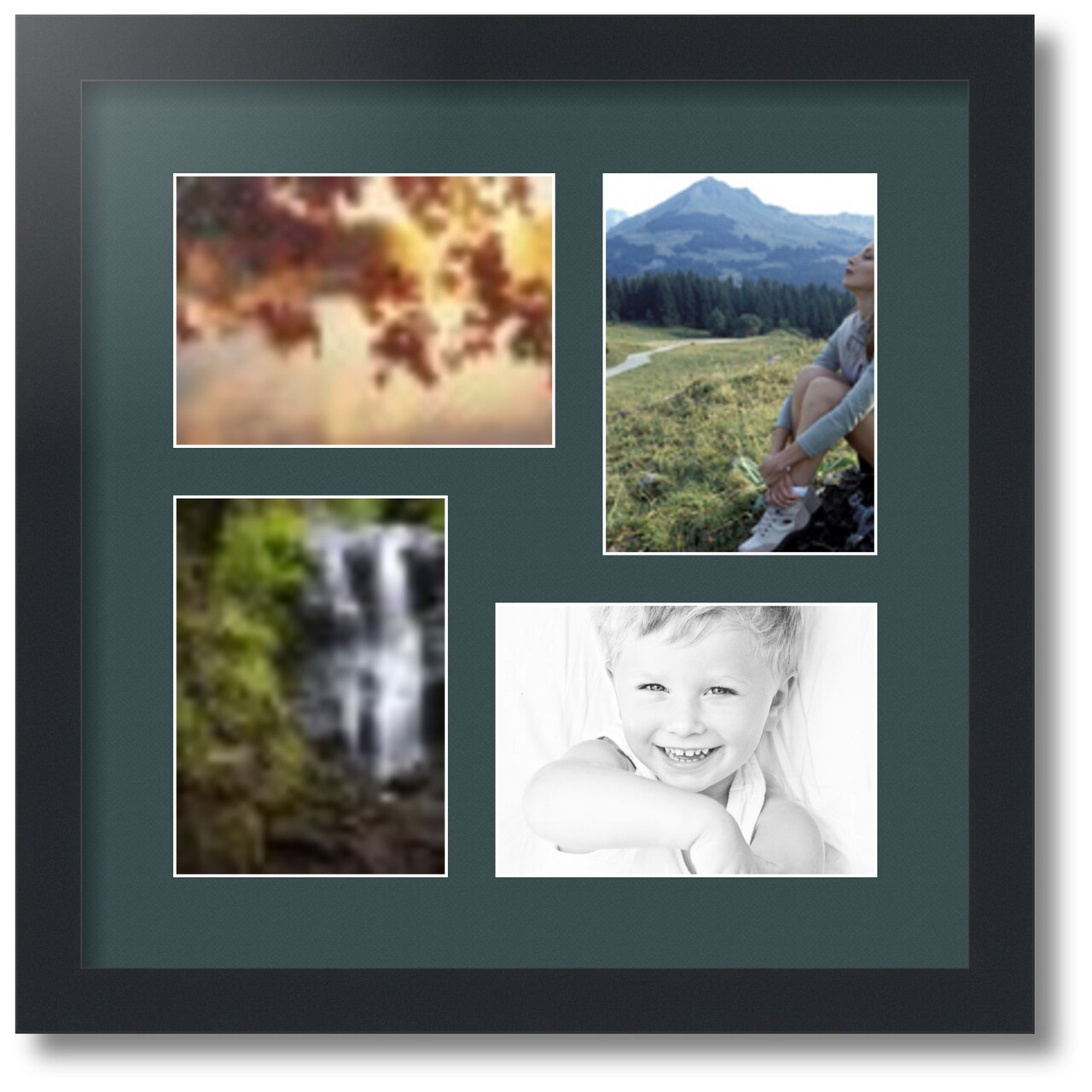 ArtToFrames Collage Photo Picture Frame with 4 - 5x7 inch Openings, Framed in Black with Over 62 Mat Color Options and Plexi Glass (CSM-3926-179)